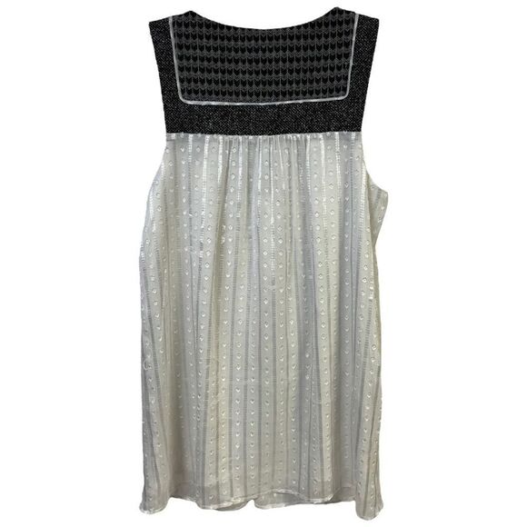 To The Max Womens Tunic‎ Blouse Ivory Chiffon Embossed Sleeveless Tweed Upper XS - Picture 2 of 9